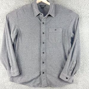 Eddie Bauer Shirt Men Large Gray Flannel Workwear Outdoor Hike Camp Fish Stretch